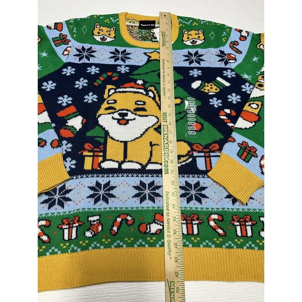 Shiba Inu Geeknet Ugly Holiday Sweater Multicolor Long Sleeves Crew Neck 2XL NWT